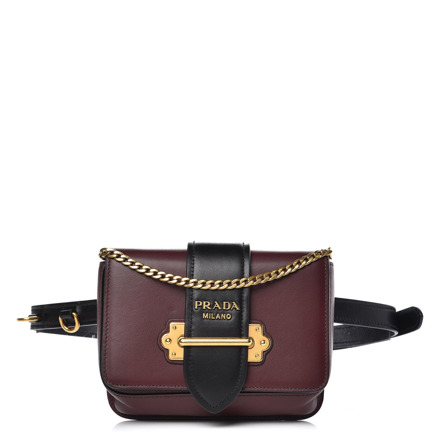 Prada City Calf Cahier Belt Bag Granato Black 1 of 7