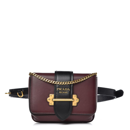 Prada City Calf Cahier Belt Bag Granato Black 1 of 7