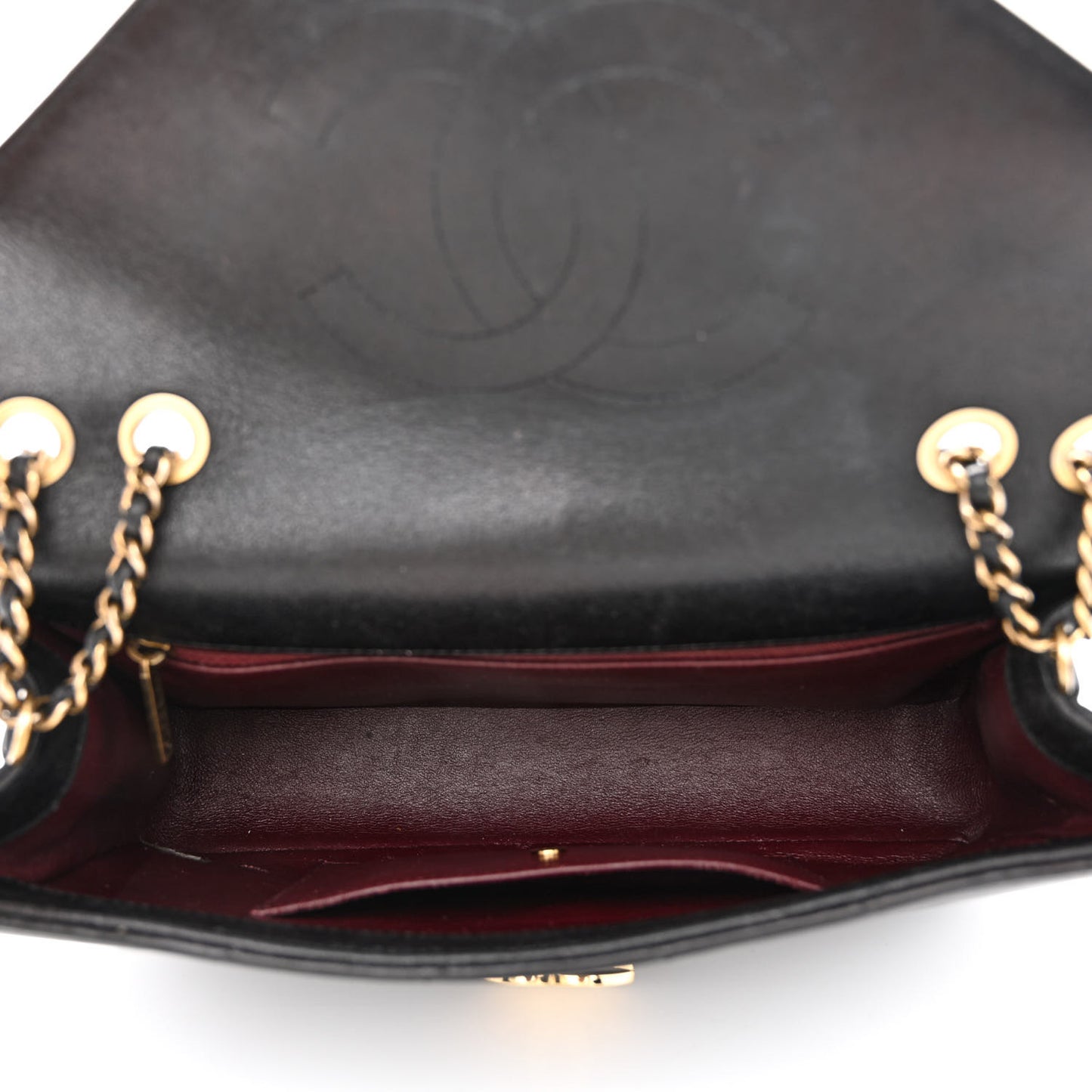 Lambskin Chevron Quilted Medium Envelope Flap Black