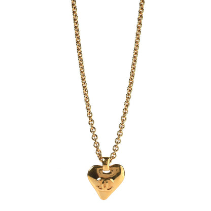 Chanel Chain CC Heart Pendant Necklace Gold 1 of 7