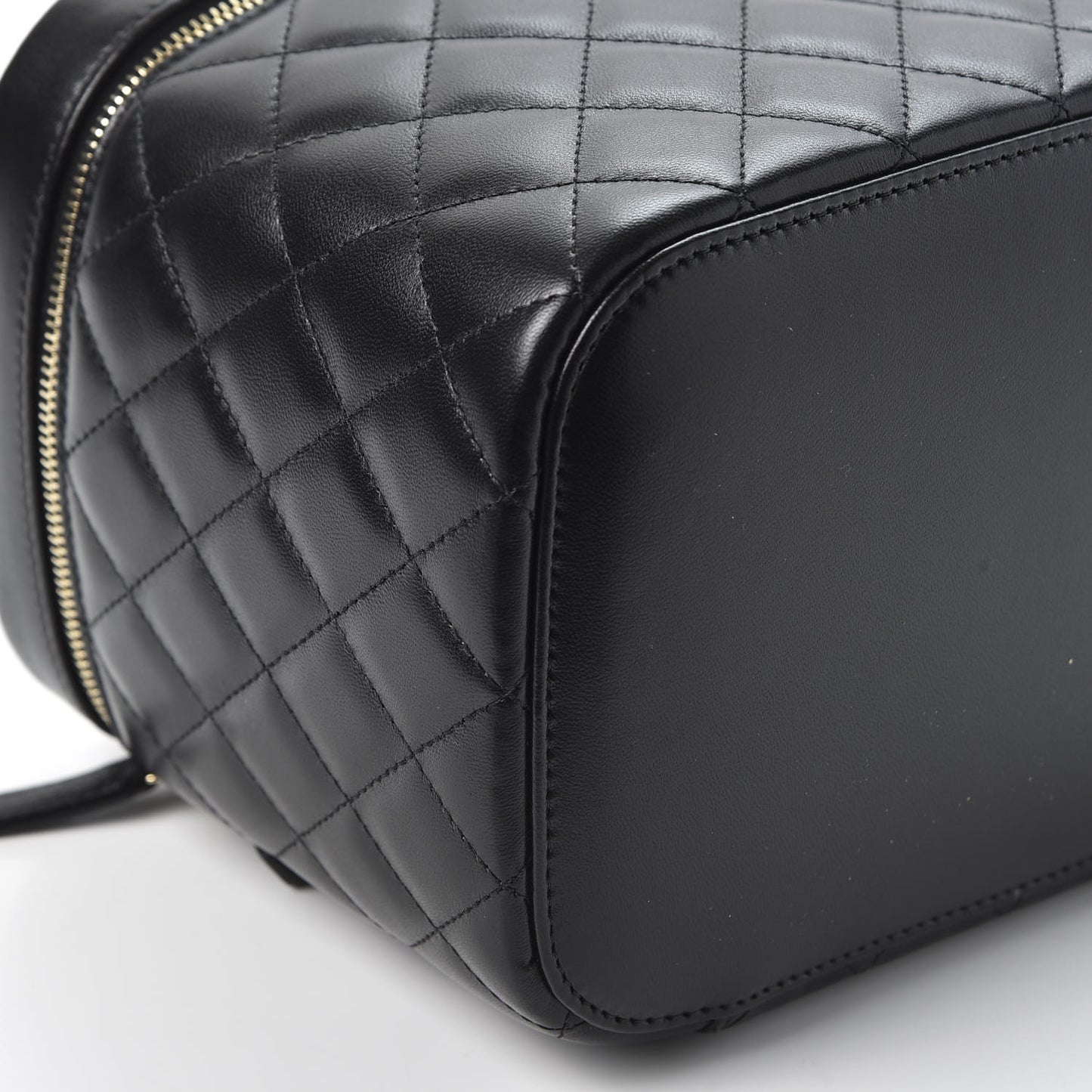 Lambskin Quilted Large Vanity Pouch Black