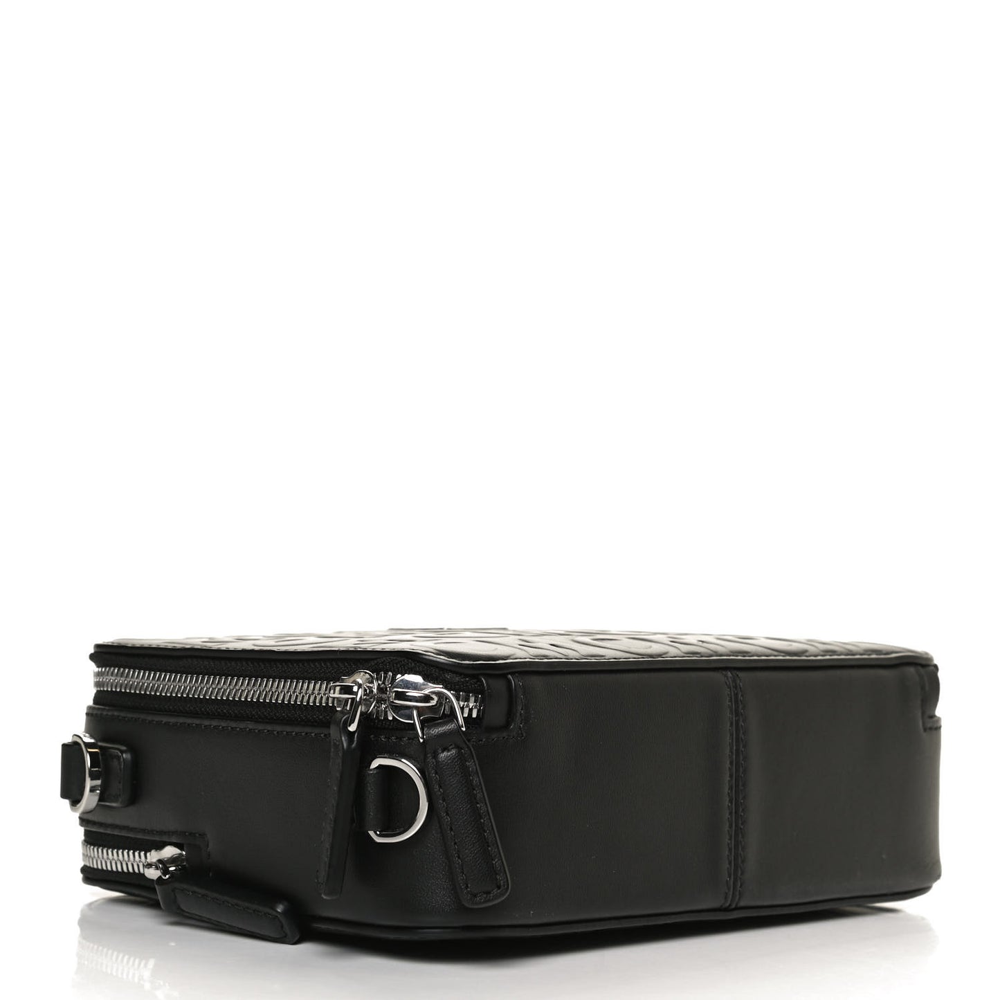 Calfskin Logo Embossed Crossbody Black
