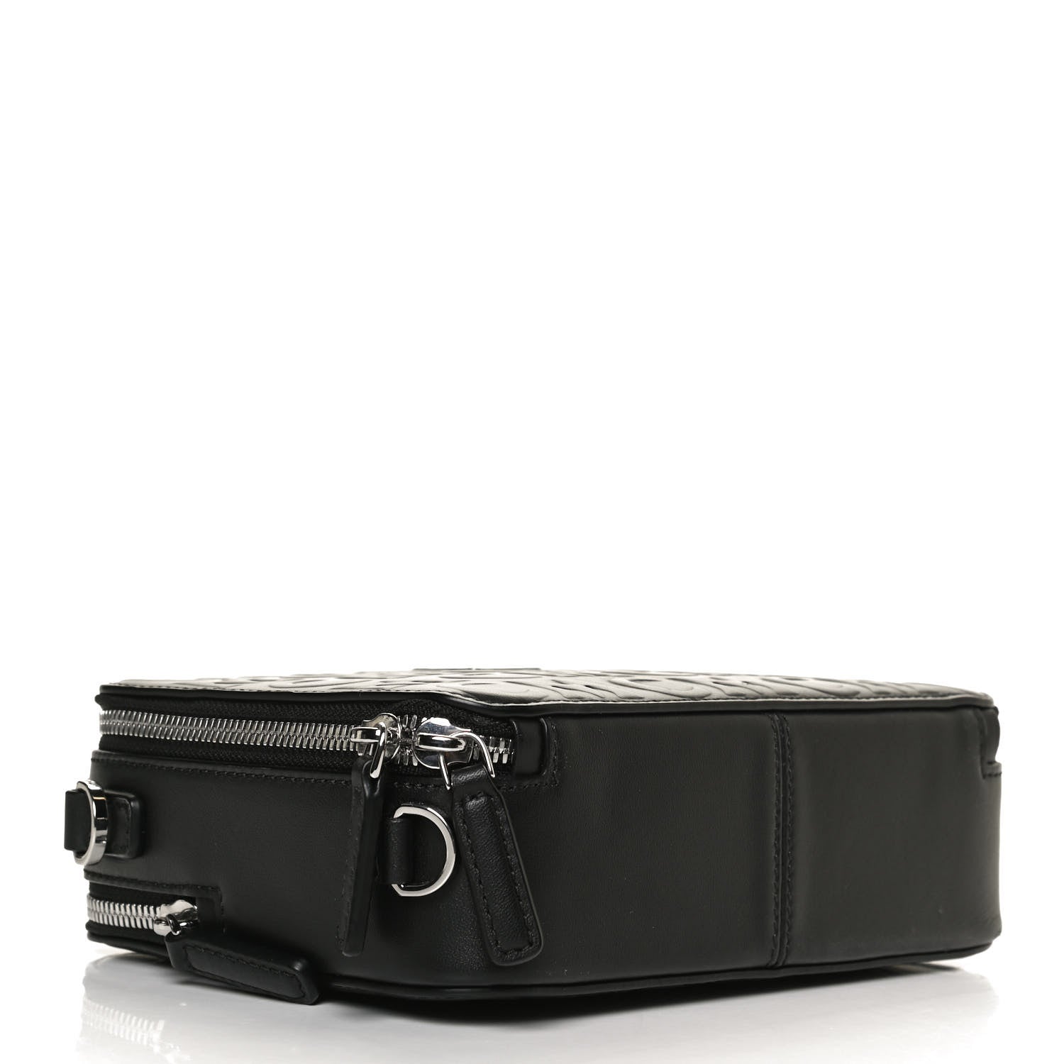 MCM Calfskin Logo Embossed Crossbody Black 4 of 11