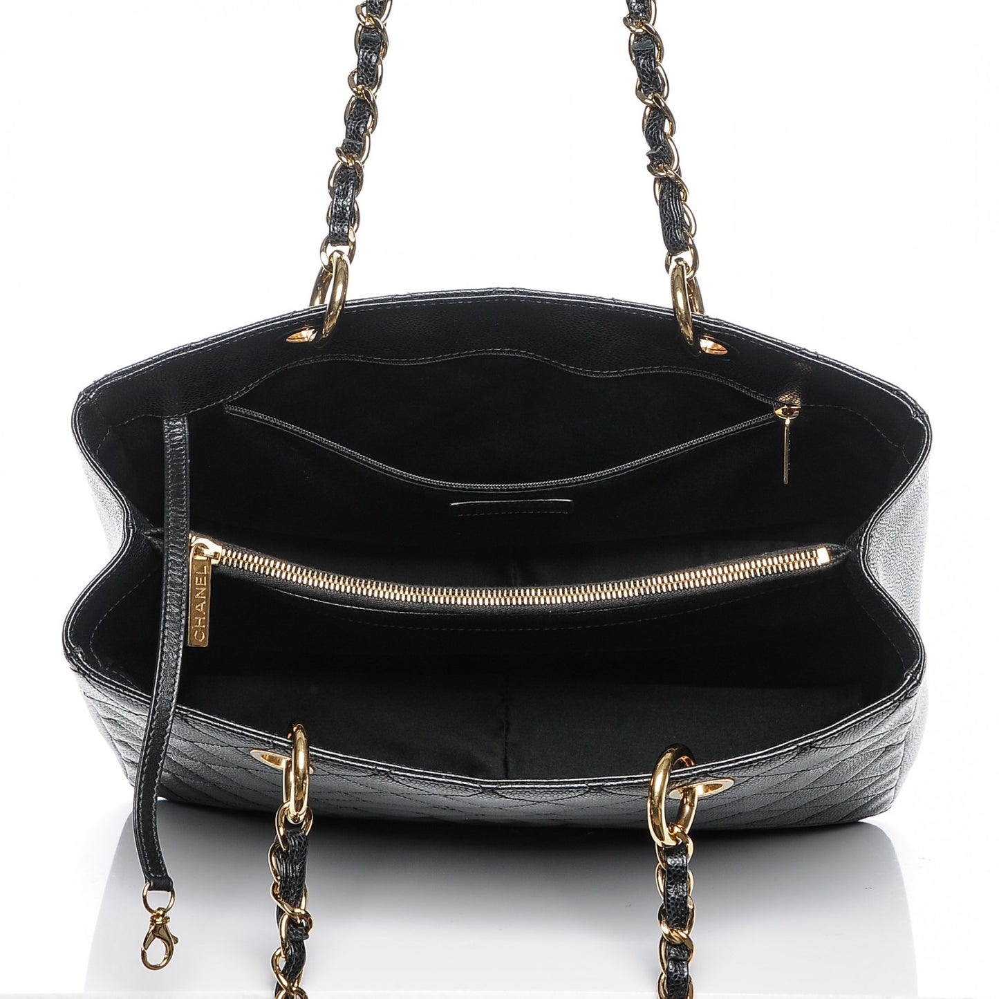 Caviar Quilted Grand Shopping Tote GST Black
