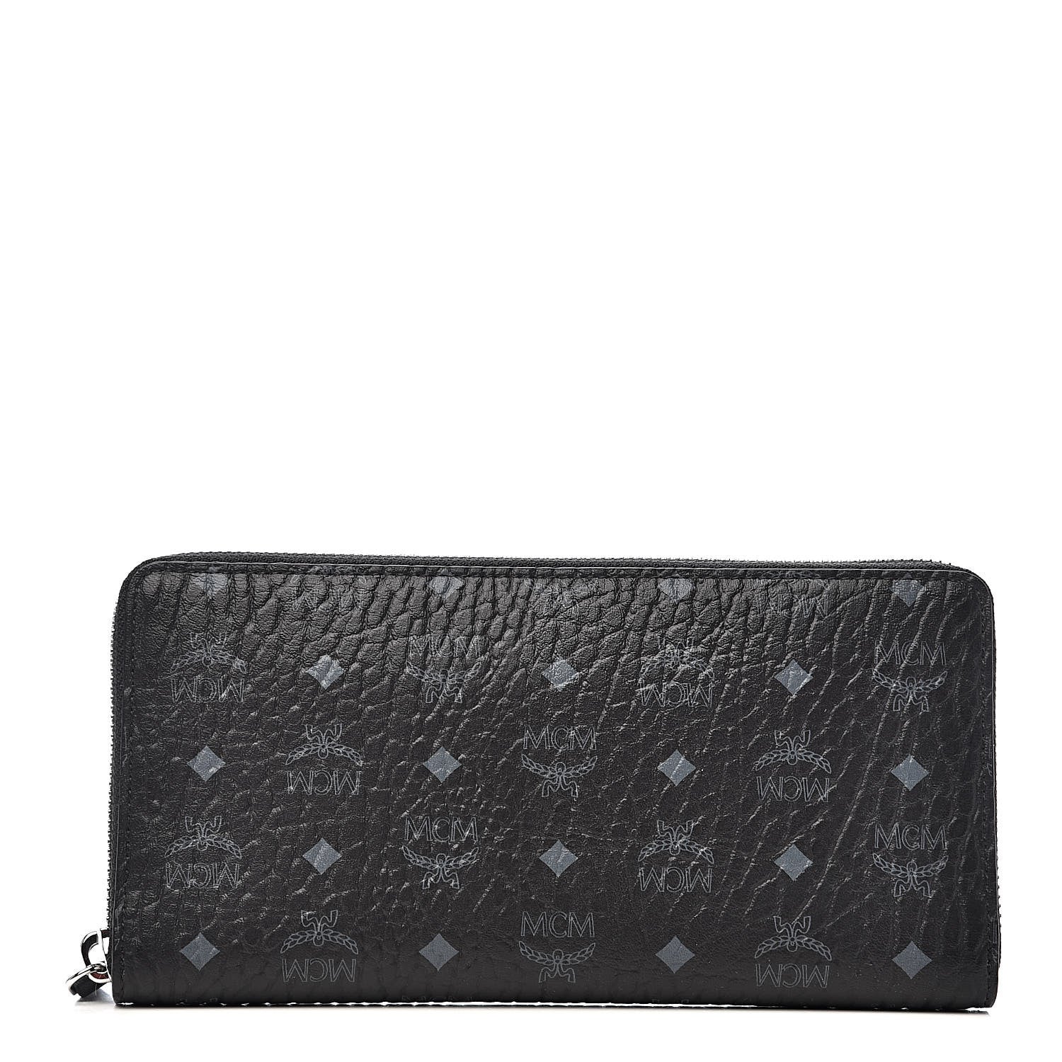 MCM Visetos Large Zip Around Wallet Black 1 of 9
