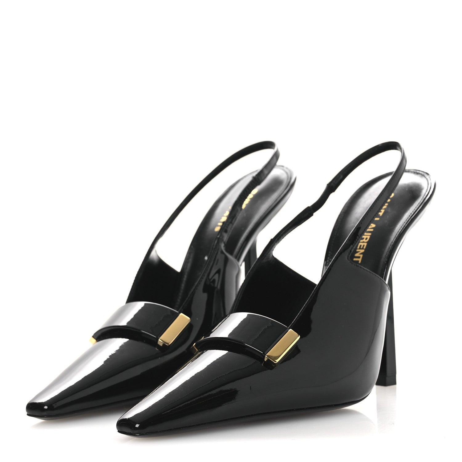Saint Laurent Vernice Grupy Madame 115mm Slingback Pumps 38 Black 4 of 13