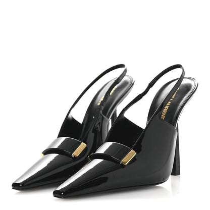 Saint Laurent Vernice Grupy Madame 115mm Slingback Pumps 38 Black 4 of 13
