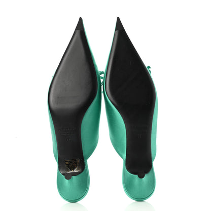 Balenciaga Satin Pointed Toe Knife 40mm Mules 38 Vert Emeraude 5 of 10