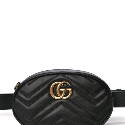 Gucci Calfskin Matelasse GG Marmont Belt Bag 75 30 Black 9 of 16
