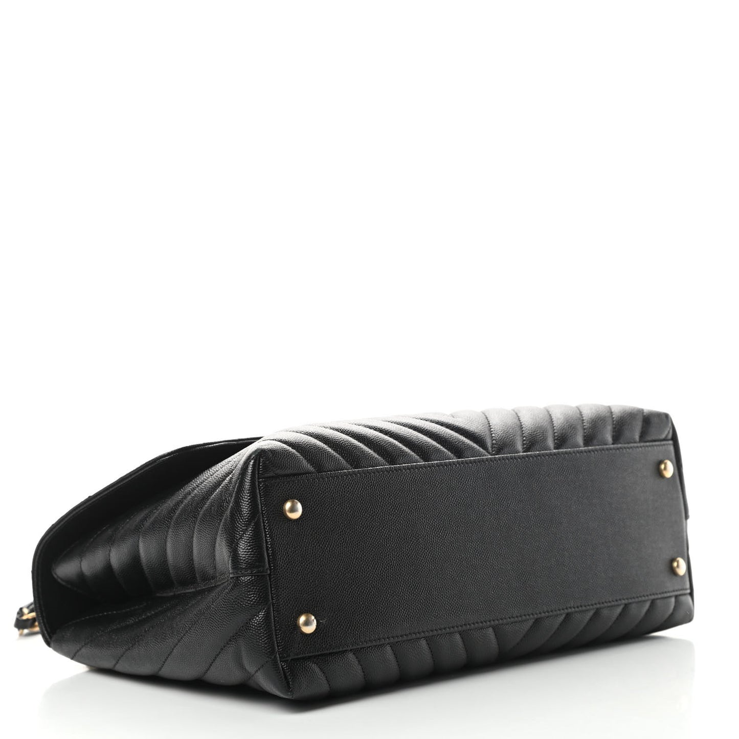 Caviar Chevron Quilted Medium Coco Handle Flap Black