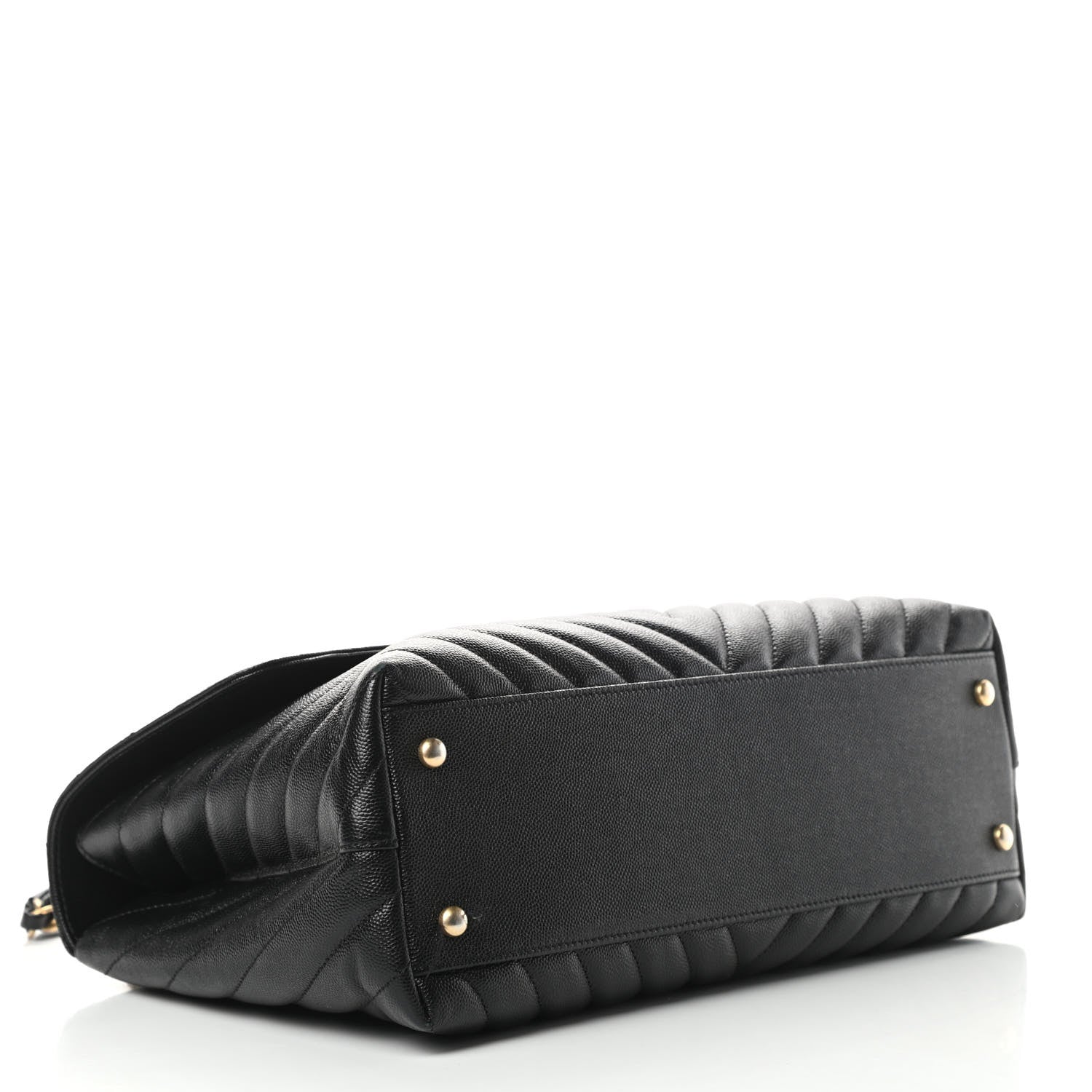 Chanel Caviar Chevron Quilted Medium Coco Handle Flap Black 4 of 16