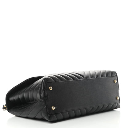 Chanel Caviar Chevron Quilted Medium Coco Handle Flap Black 4 of 16