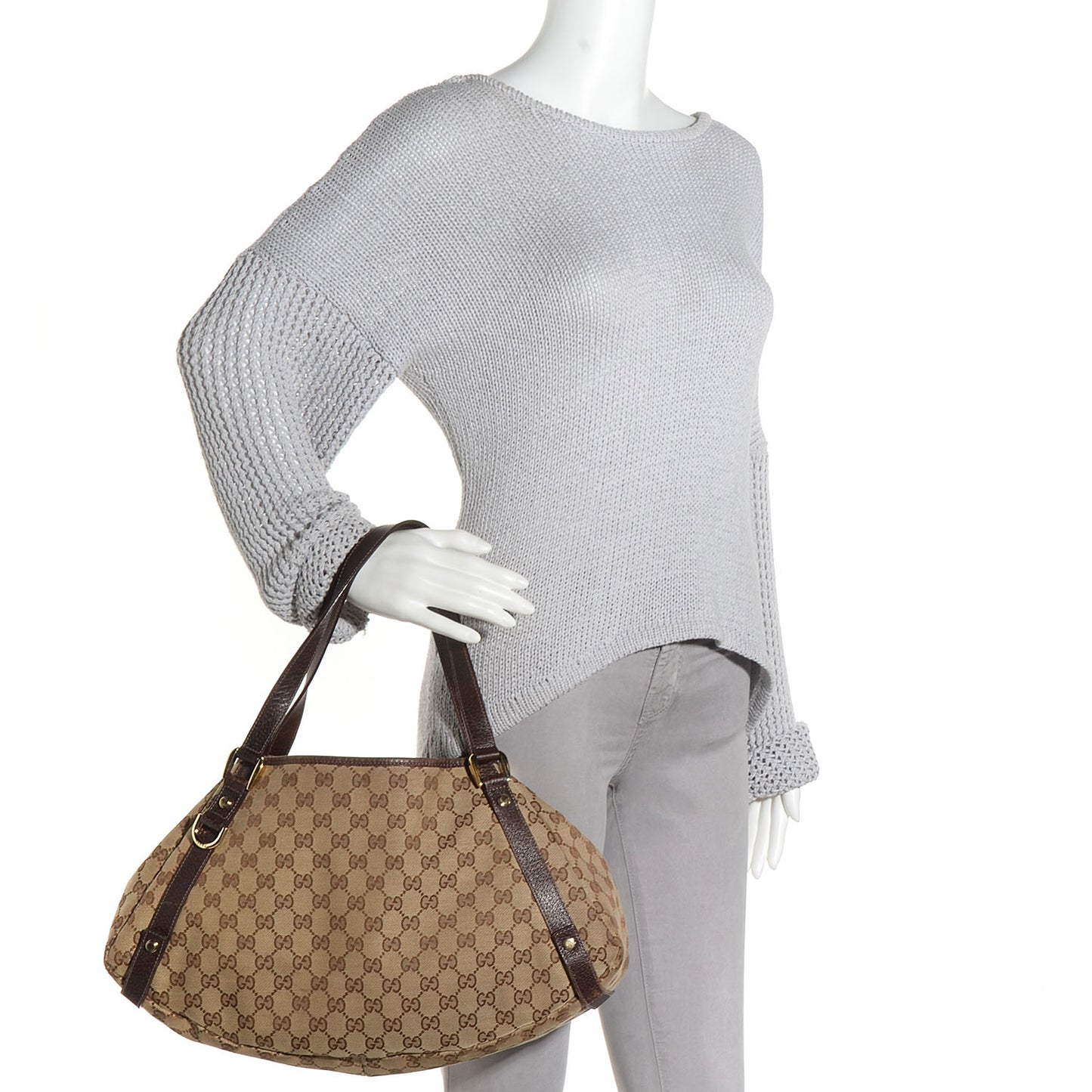 Monogram Medium Abbey Shoulder Bag Dark Brown