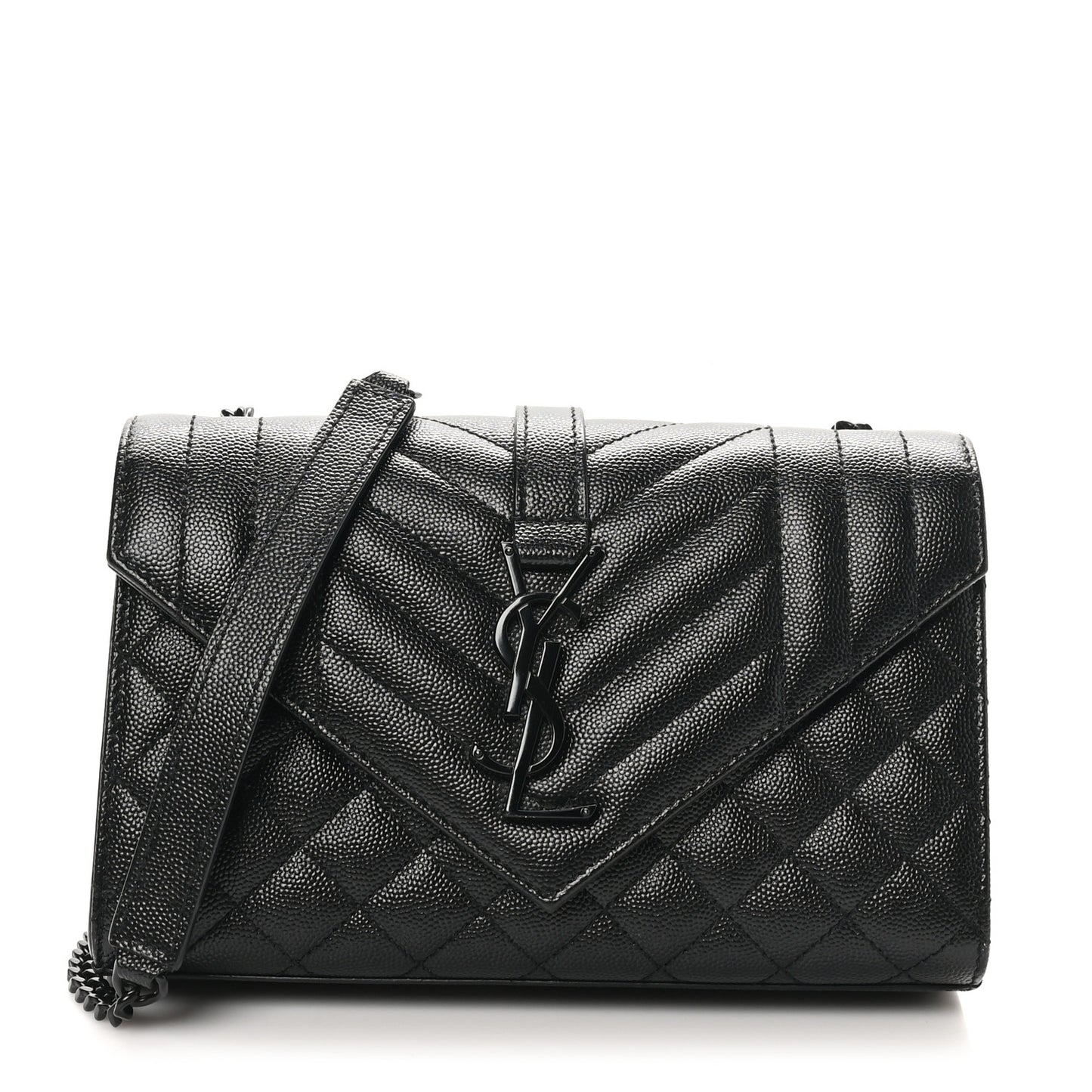 Grain De Poudre Textured Mixed Matelasse Triquilt Small Monogram Monochrome Satchel Black