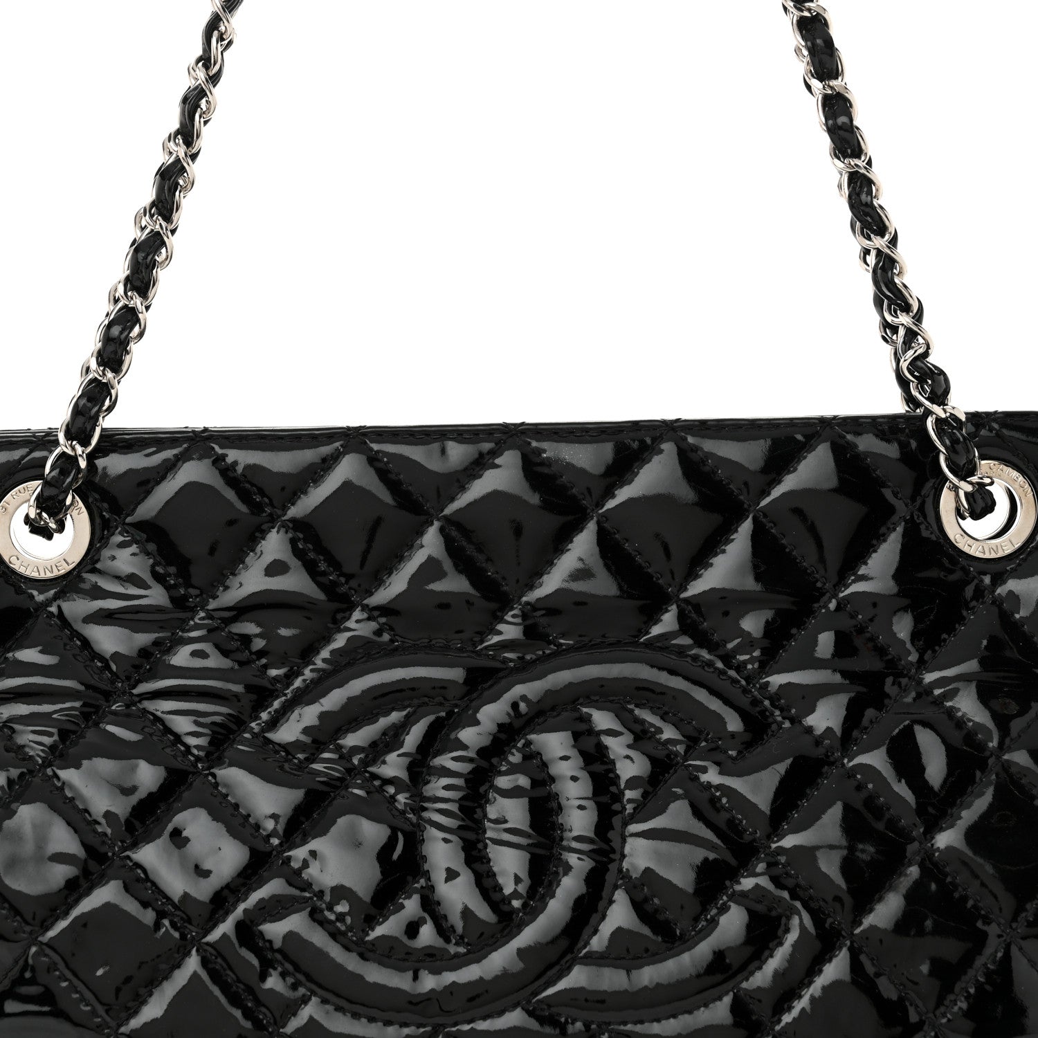 Chanel Patent Quilted Timeless CC Shopping Tote Black 8 of 12