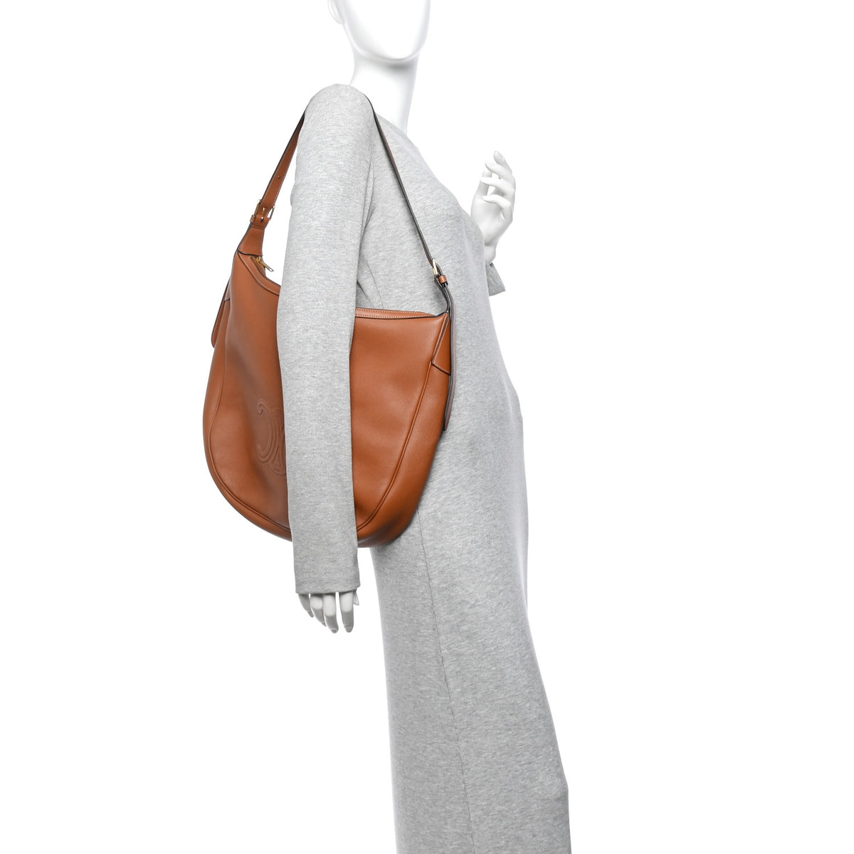 Celine Supple Calfskin Large Triomphe Heloise Shoulder Bag Tan 2 of 12