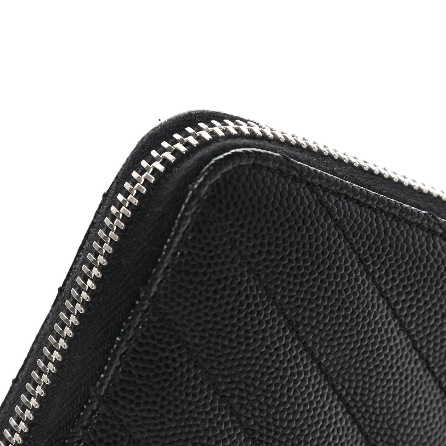 Grain De Poudre Matelasse Chevron Monogram Zip Around Wallet Black