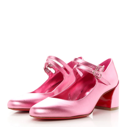 Christian Louboutin Metallic Calfskin Miss Jane Mary Janes 55 Pumps 36 Glam 3 of 9