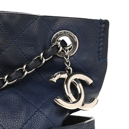 Chanel Caviar Stitched Large CC Pocket Hobo Navy 7 of 16