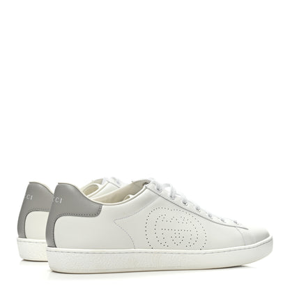 Gucci Calfskin Interlocking G Perforated Womens Ace Sneakers 40 White Grey Sky 5 of 9