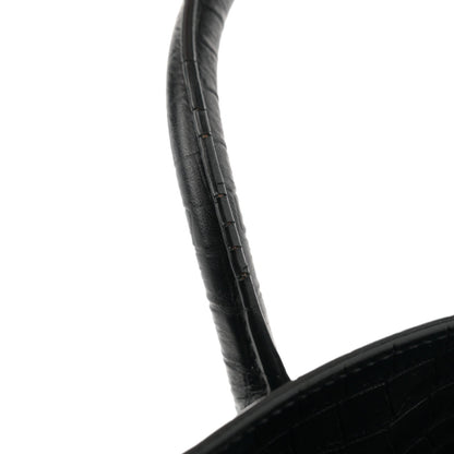 Saint Laurent Calfskin Crocodile Embossed Small Supple Sac de Jour Black 11 of 11