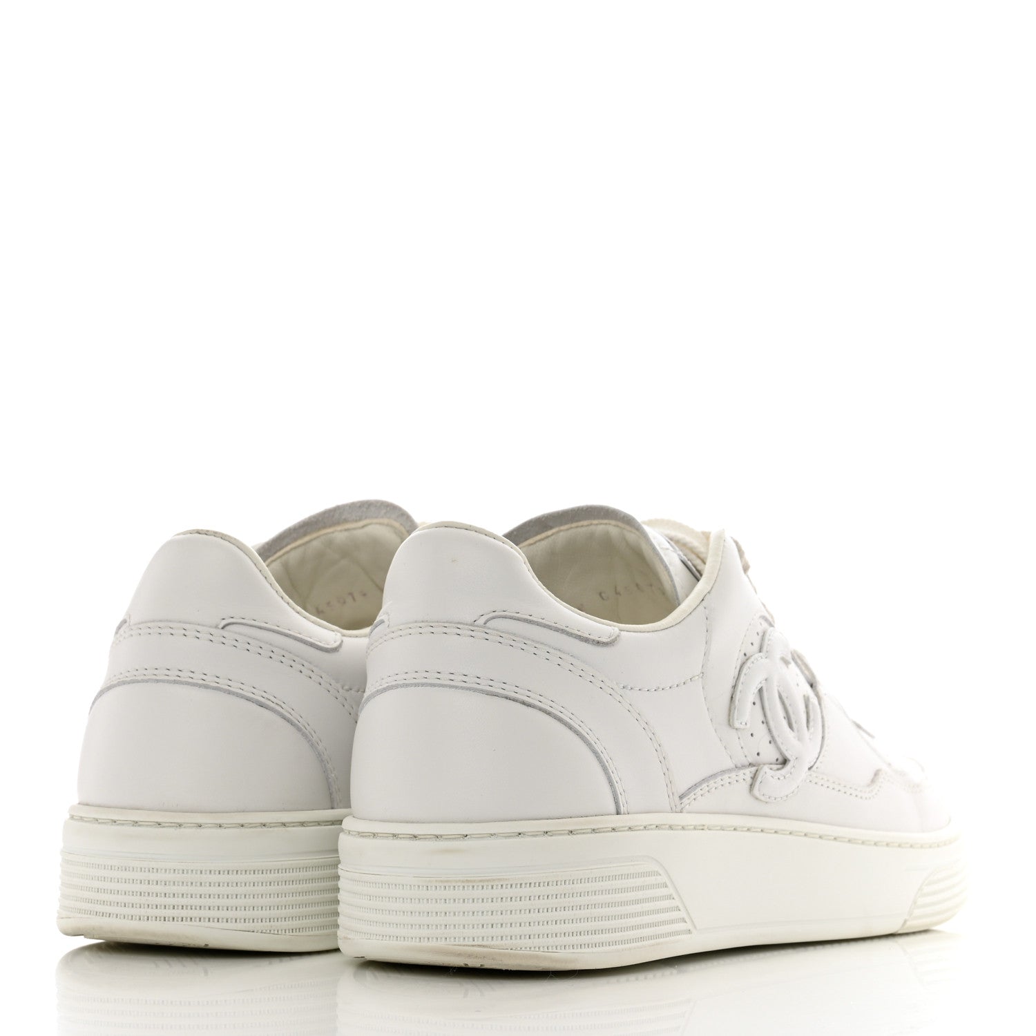 Chanel Calfskin CC Womens Sneakers 38.5 White 4 of 10