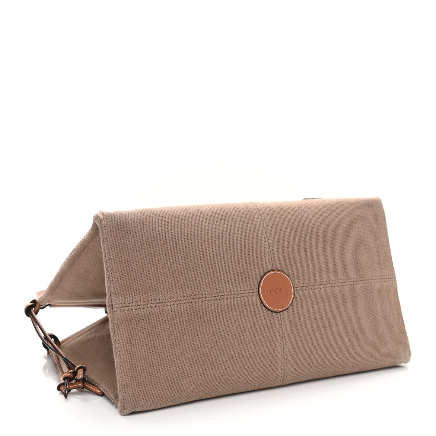 Canvas Calfskin Cushion Tote Taupe