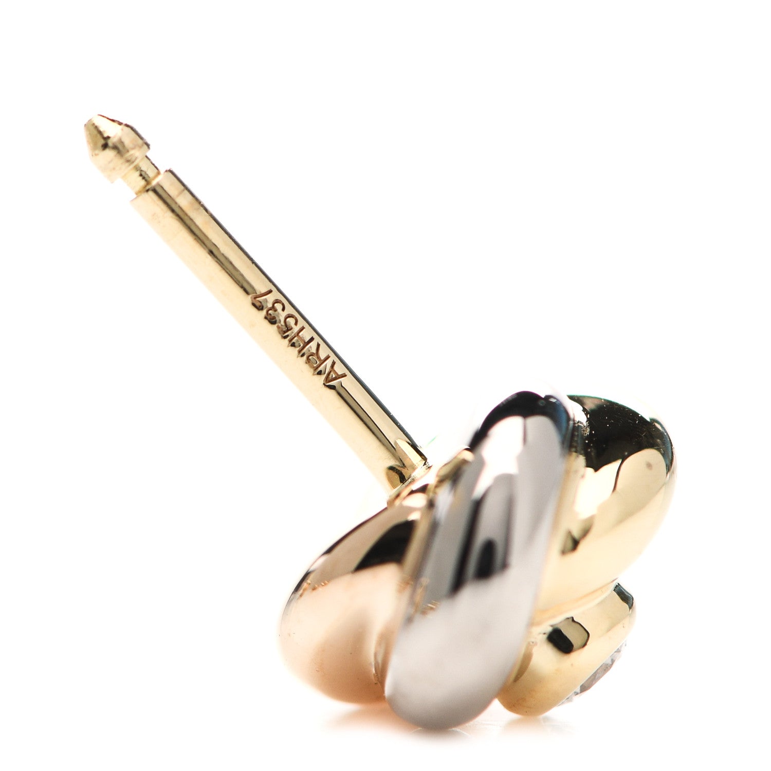 Cartier 18K Pink Yellow White Gold Diamond Trinity Stud Earrings 4 of 6