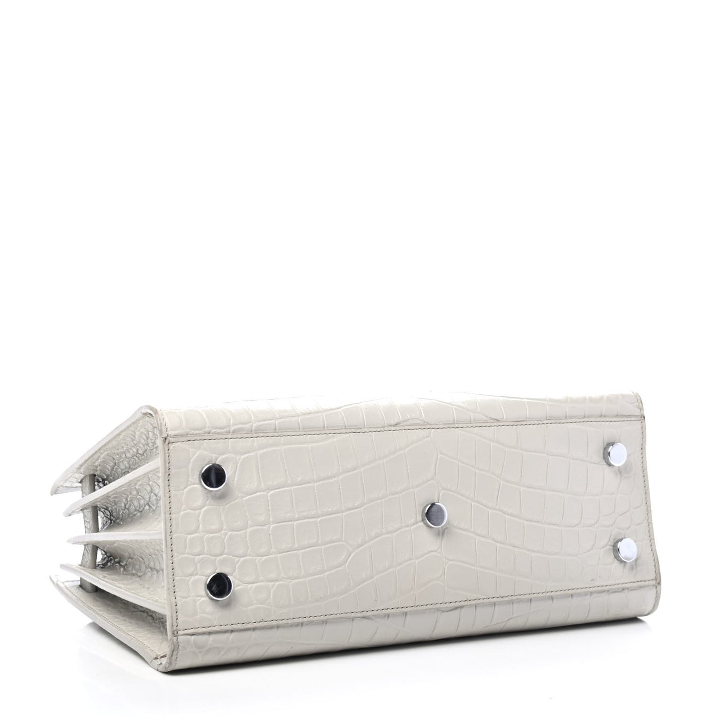 Calfskin Crocodile Embossed Baby Sac De Jour Gris Perle