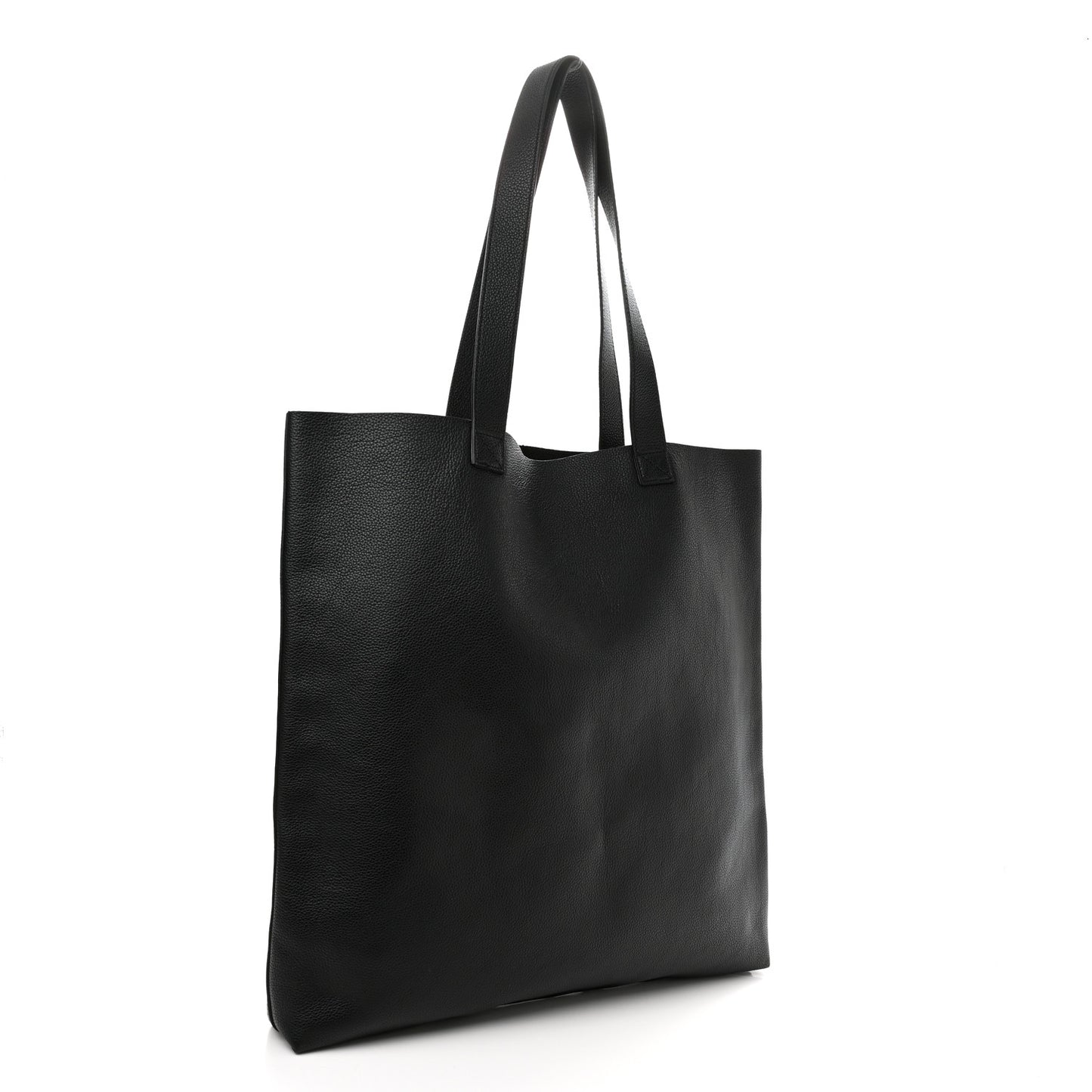 Calfskin Mens Logo Vertical Shopping Tote Black