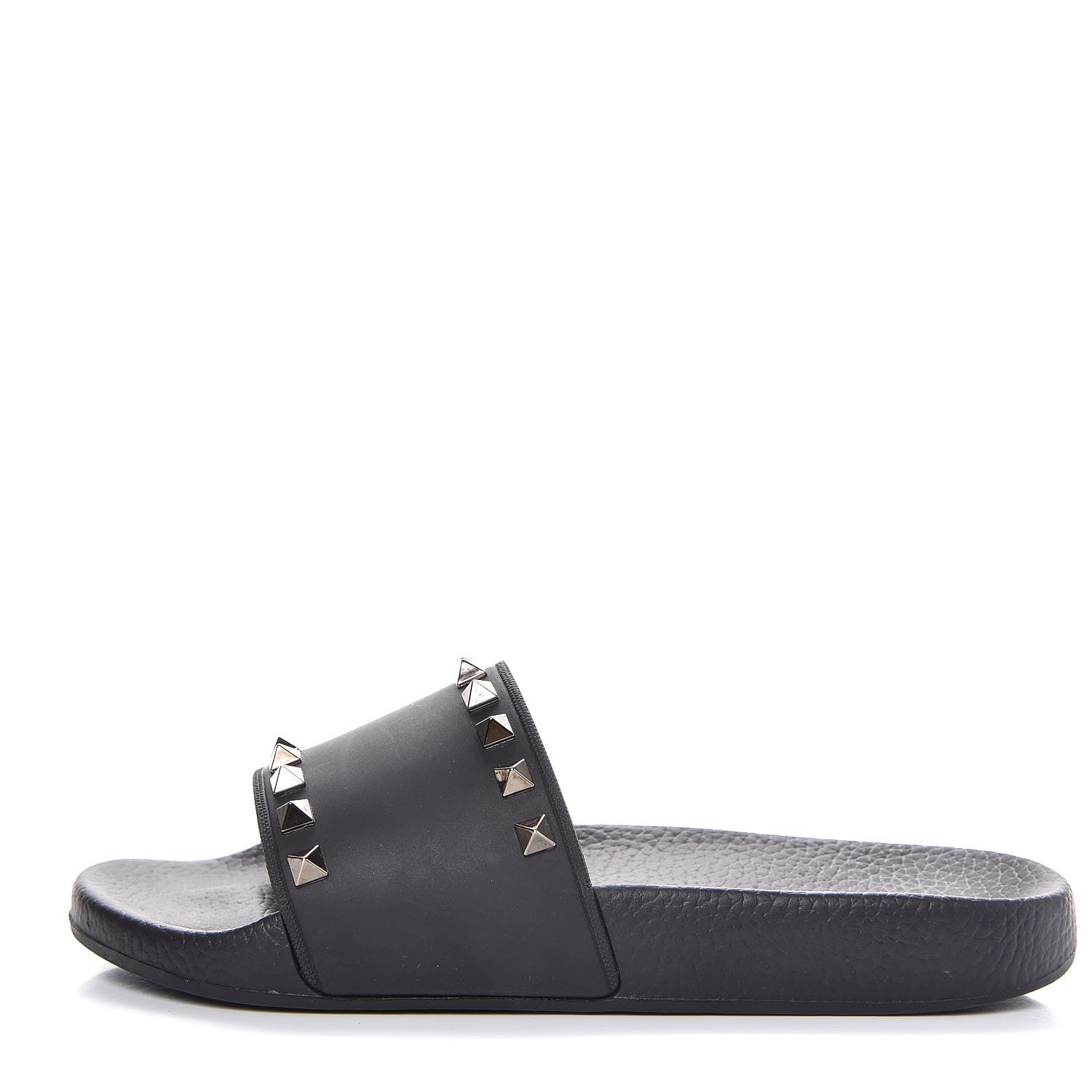 Valentino Garavani Rubber Rockstud Slide Sandals 37 Black 1 of 10