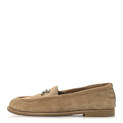 Chanel Suede Calfskin CC Loafers 38 Dark Beige 1 of 11