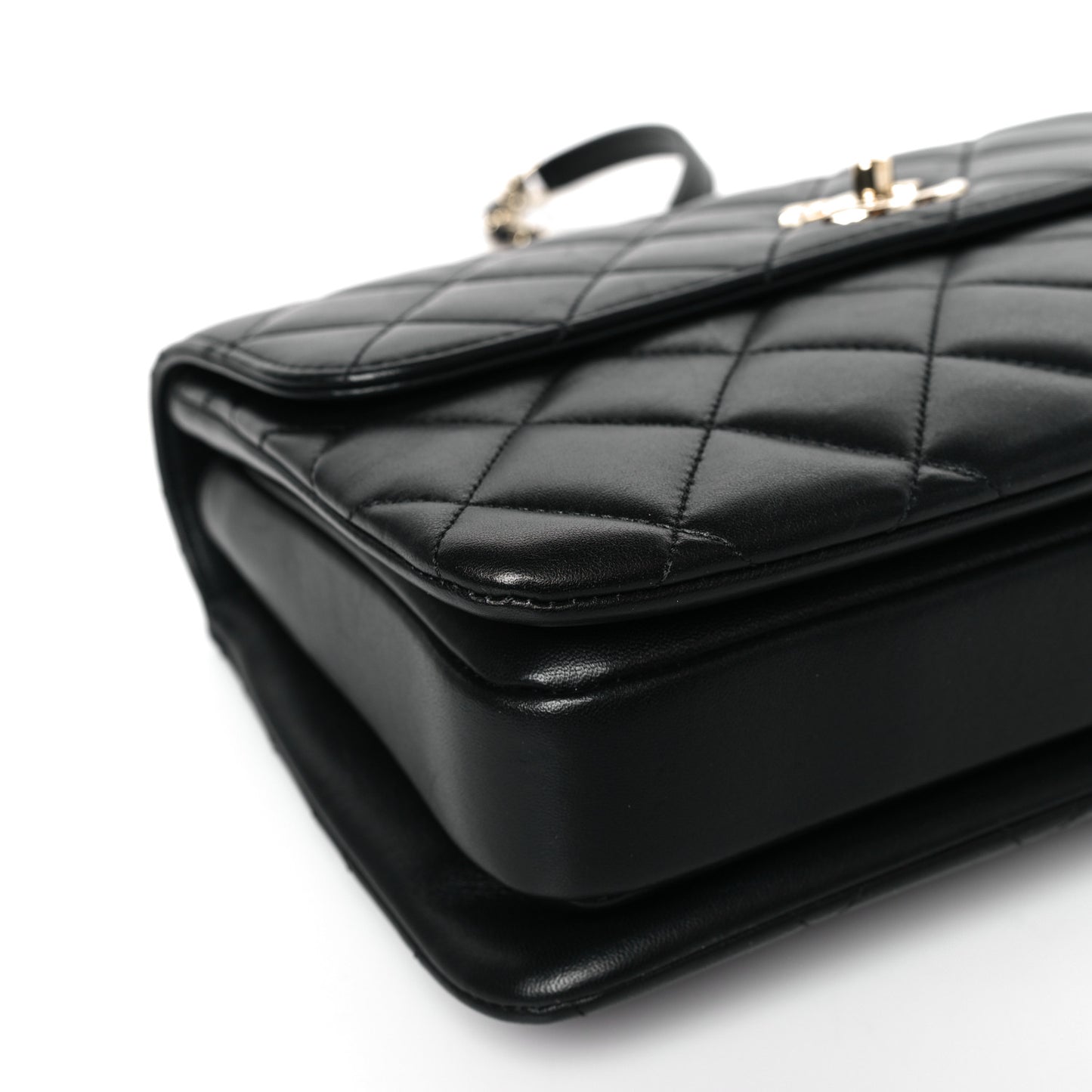 Lambskin Quilted Medium Trendy CC Flap Dual Handle Bag Black