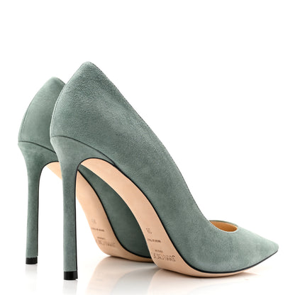 Jimmy Choo Suede Romy 100 Pumps 38 Verdi Gris 4 of 11
