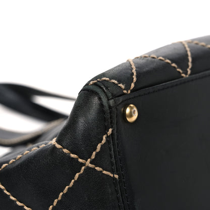 Chanel Calfskin Contrast Stitch Surpique Tote Black 11 of 11