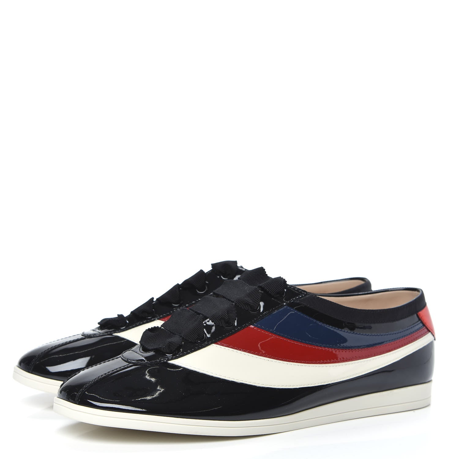 Gucci Patent Calfskin Web Falacer Sneakers 9.5 Black 3 of 8
