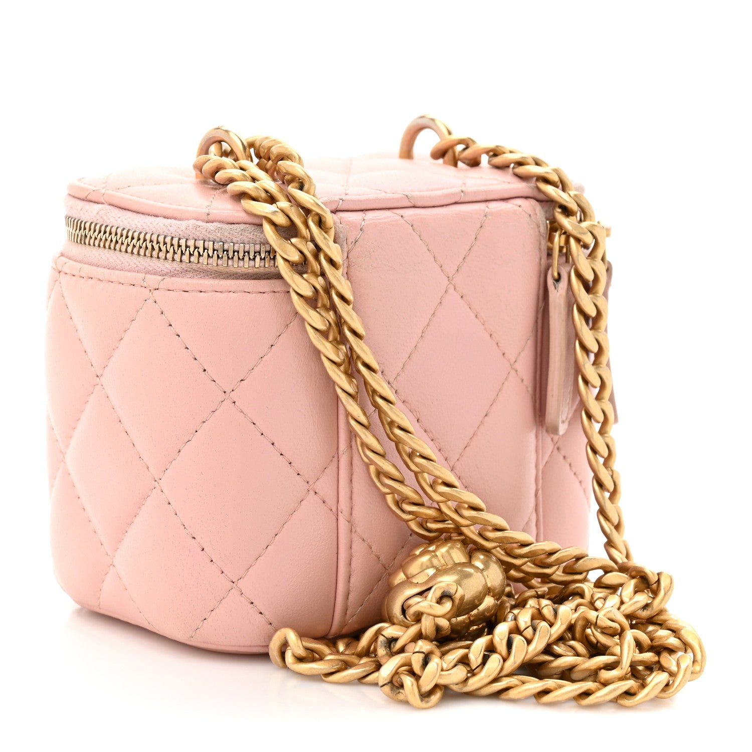 Chanel Lambskin Quilted Mini Sweet Camellia Vanity Case With Chain Pink 3 of 14