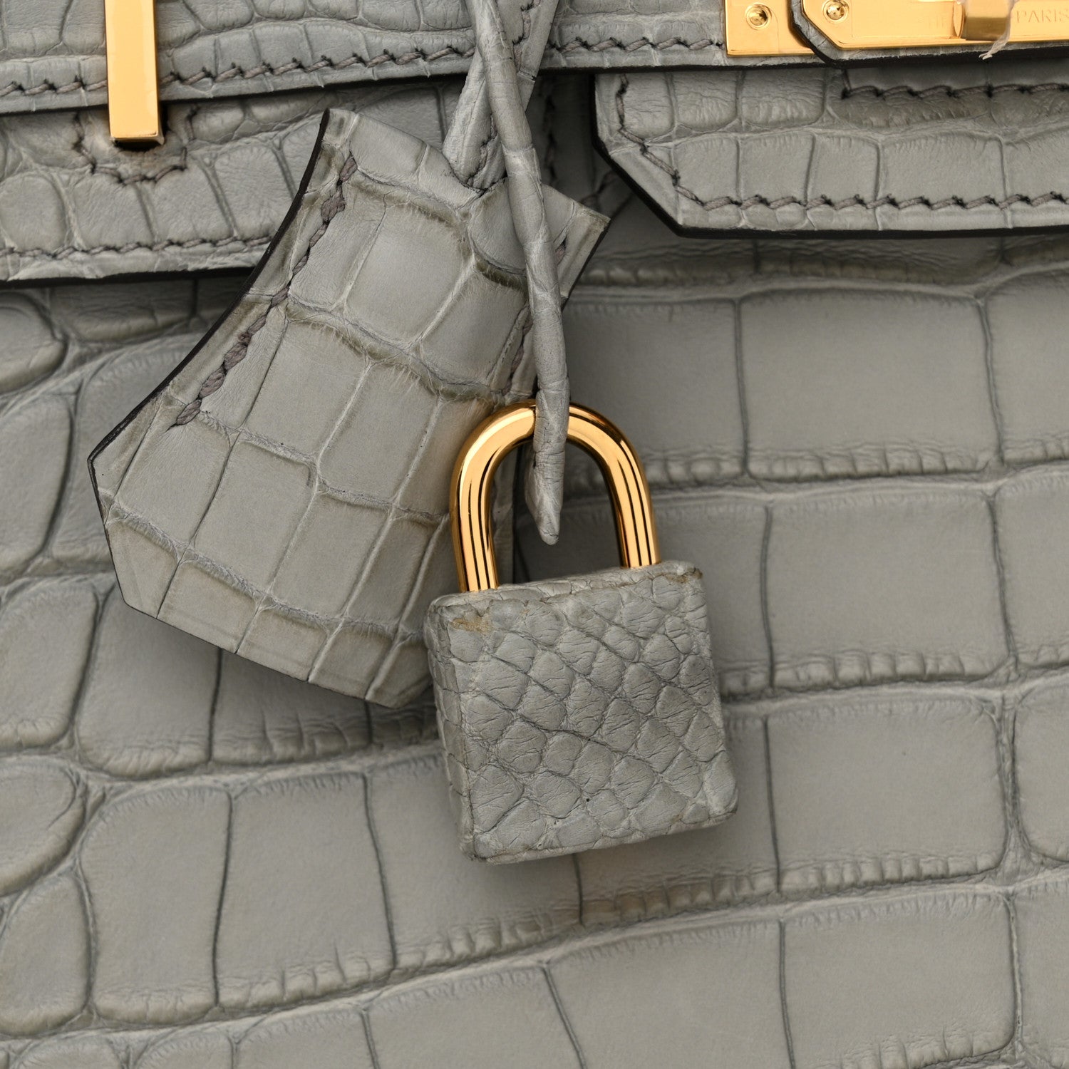 Hermes Matte Alligator Birkin Sellier 25 Gris Ciment 11 of 14