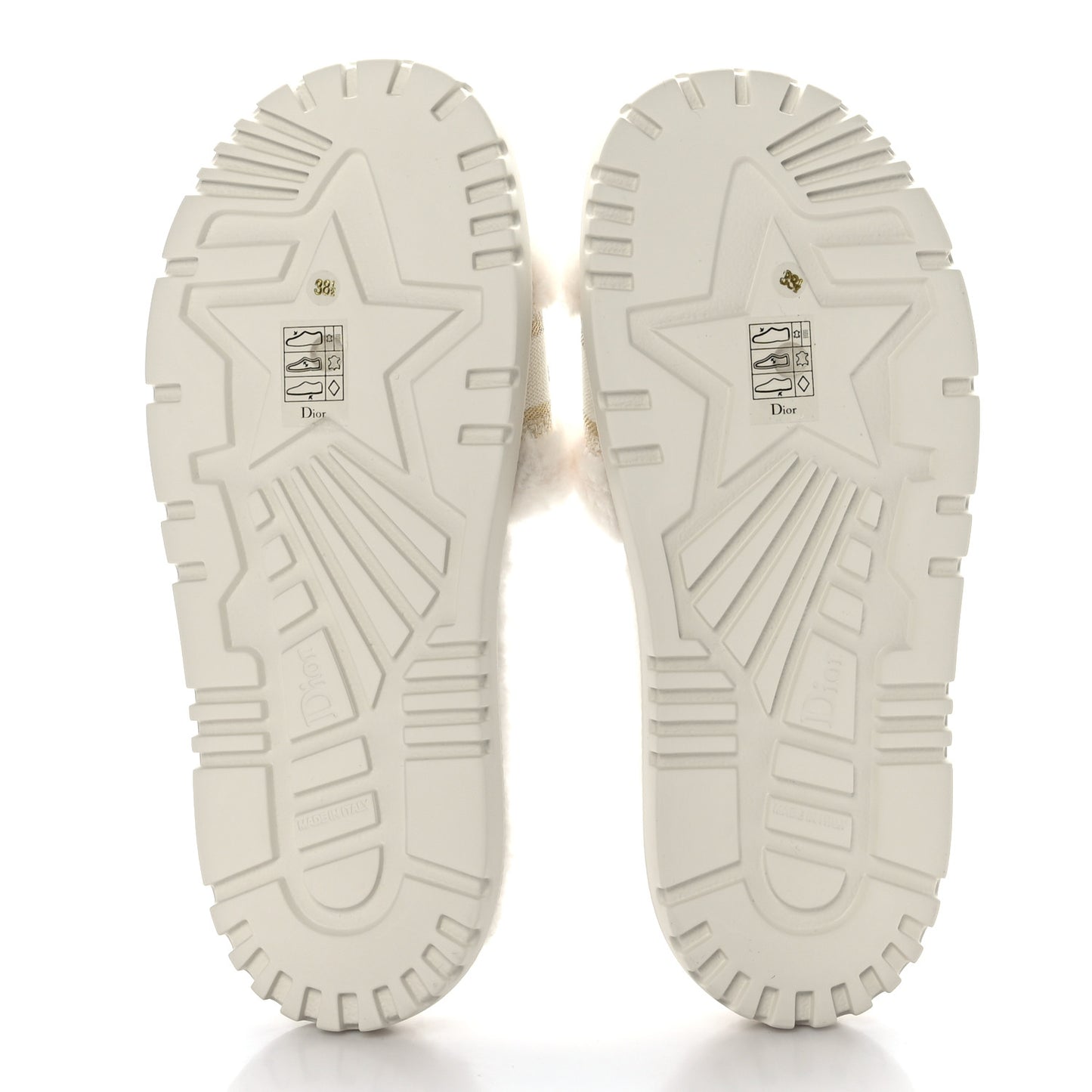 Shearling Canvas Lurex Embroidered Dway 10mm Slide Sandals 38.5 Natural Platinum