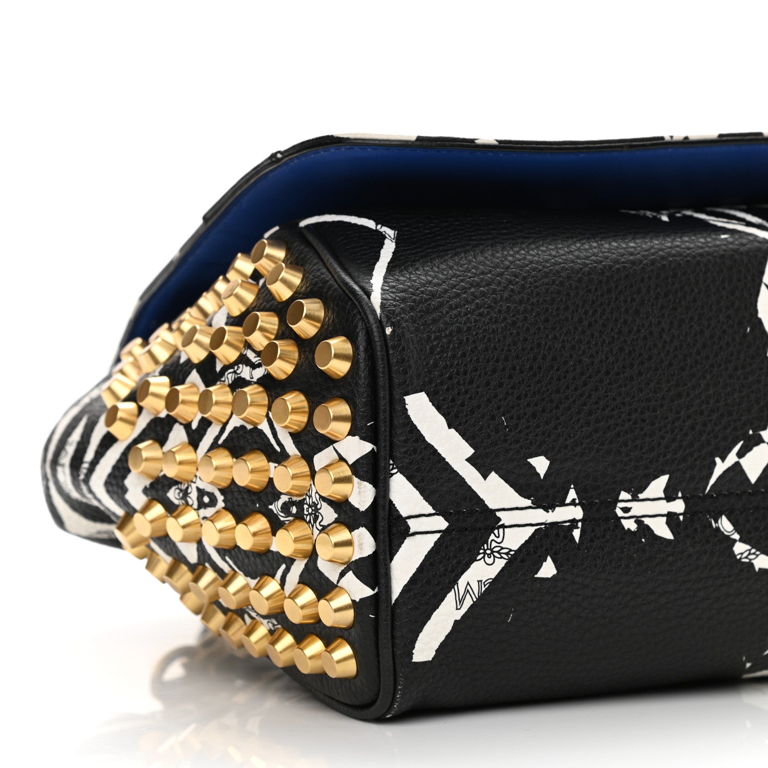 MCM Striped Visetos Funky Zebra Stud Keana Boston Black Blue 8 of 12