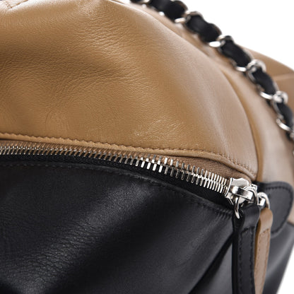 Chanel Calfskin Quilted Feather Weight Bowling Bag Black Beige 8 of 13
