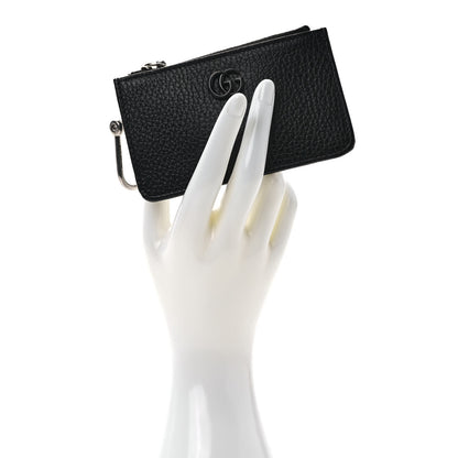 Gucci Dollar Calfskin Enamel Monochrome GG Marmont Key Case Card Holder Black 2 of 7