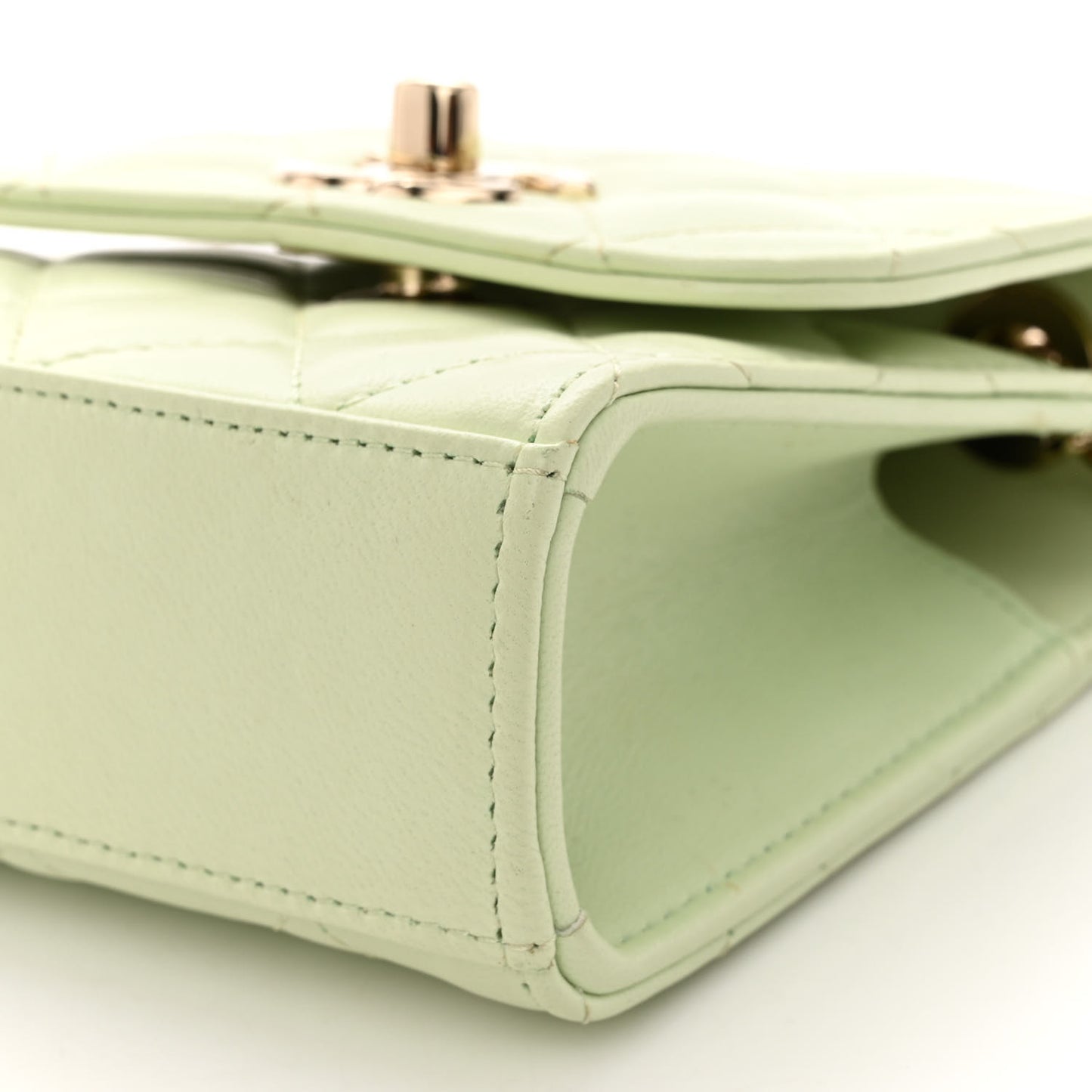 Lambskin Quilted Mini Trendy CC Chain Wallet Sea Green