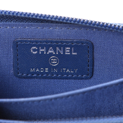 Chanel Lambskin Quilted Boy Zip Around Coin Purse Wallet Blue 5 of 10