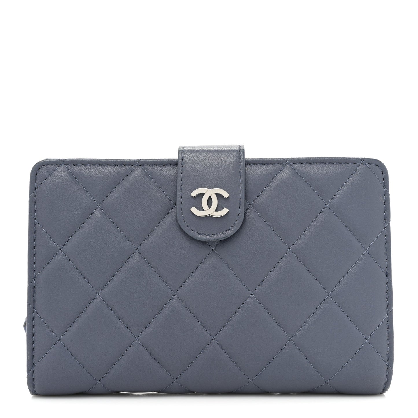 Lambskin Quilted Zipped Pocket Wallet Lavander