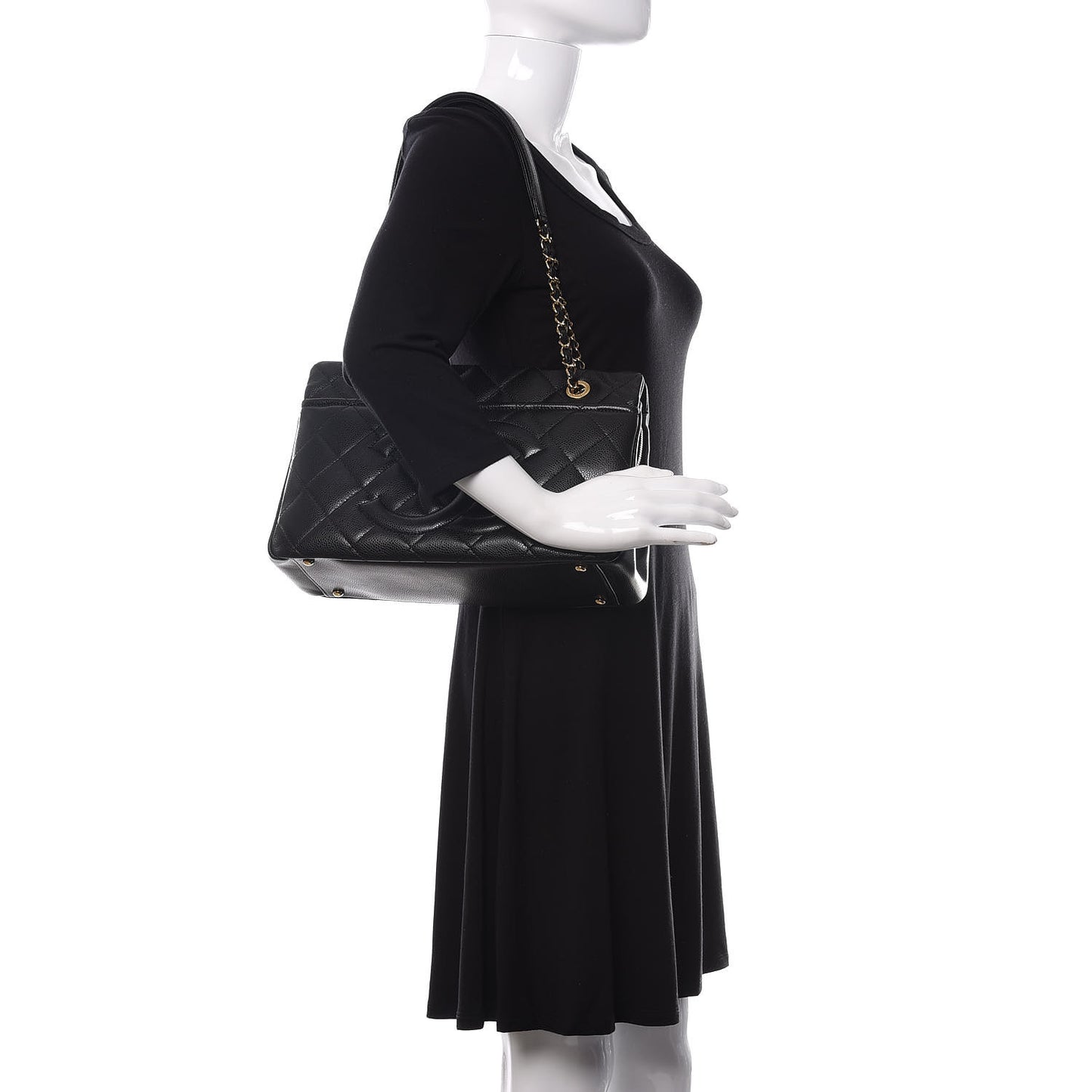 Caviar Quilted Timeless CC Soft Tote Black