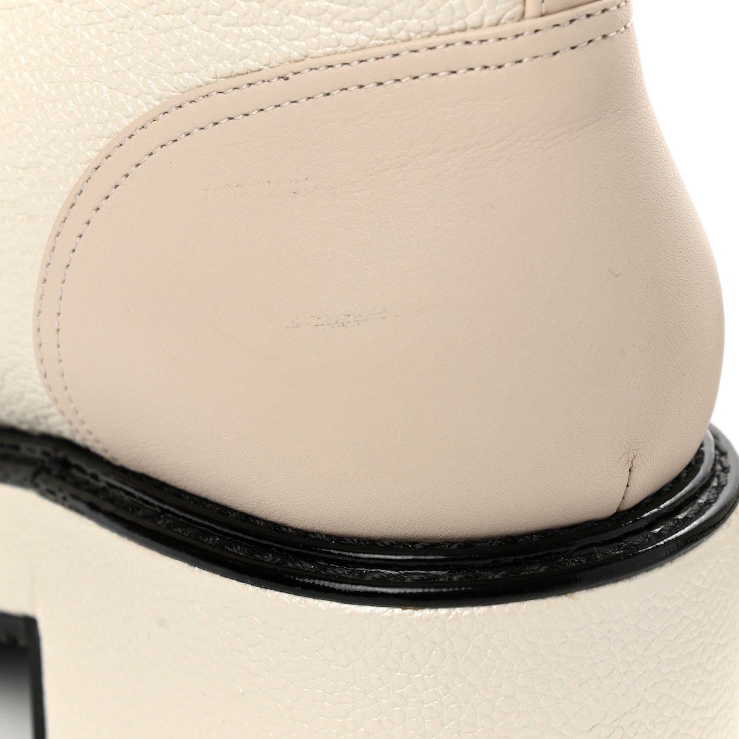 Pearly Calfskin Patent Calfskin Quilted Lace Up Boots 39 White Light Gray Black