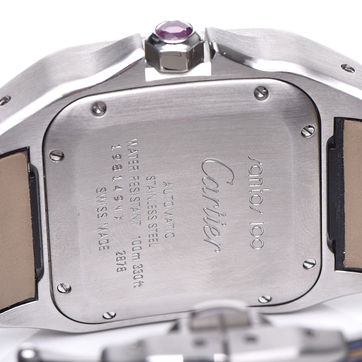 Stainless Steel Alligator 33mm Santos 100 Automatic Watch Pink