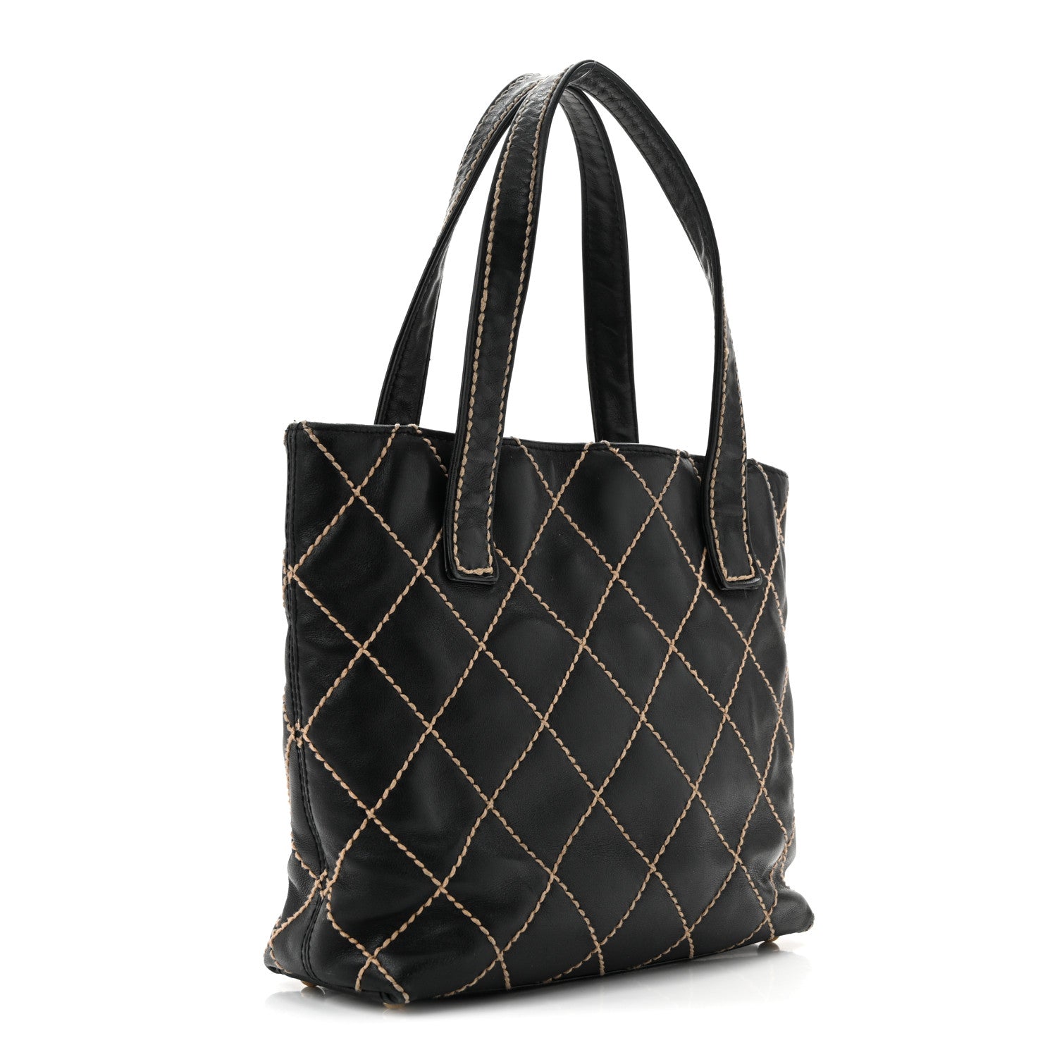 Chanel Calfskin Stitch Small Surpique Tote Black 3 of 15