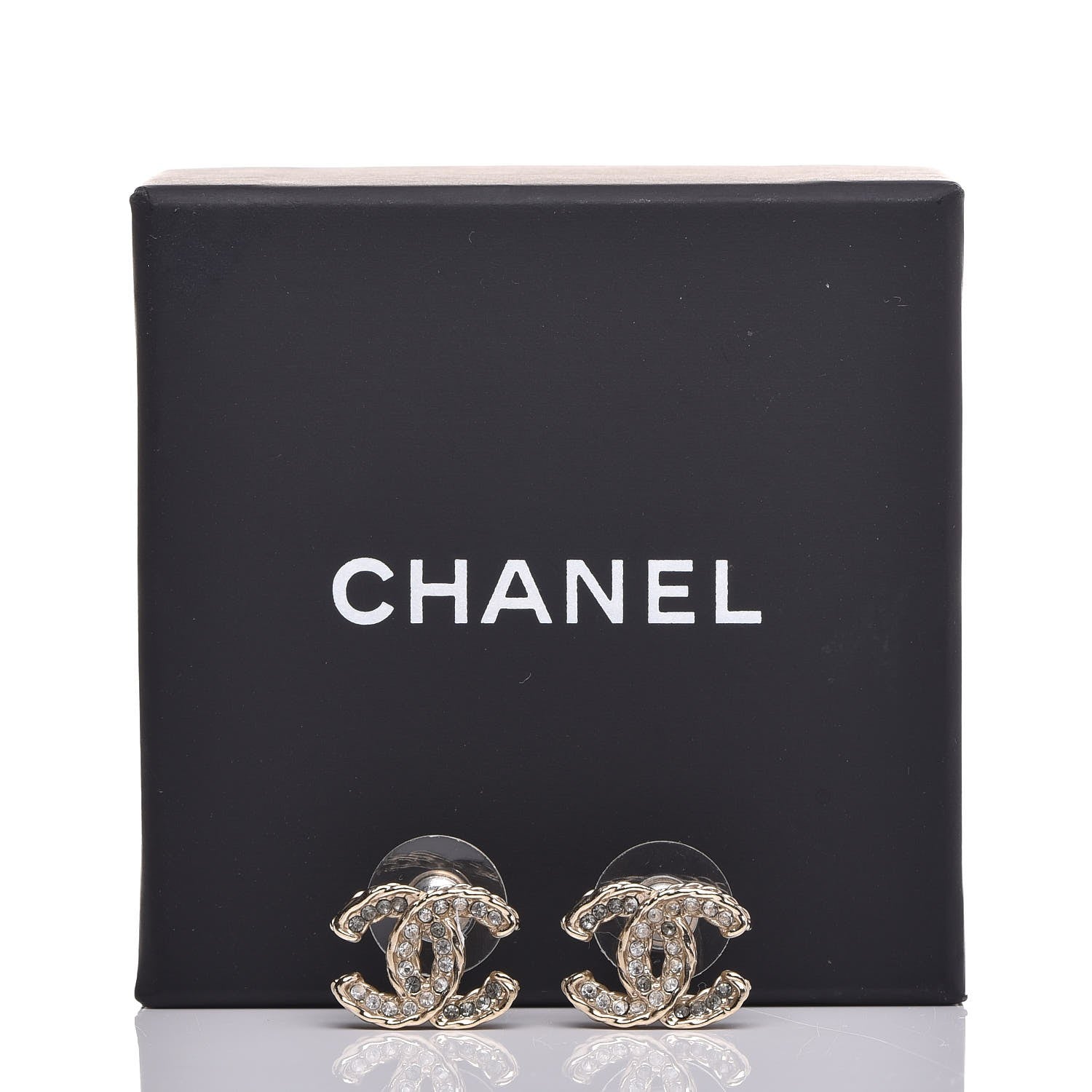 Chanel Crystal CC Earrings Light Gold 5 of 5